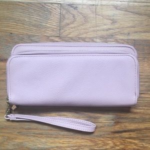 Rose/salmon pink and gold wallet